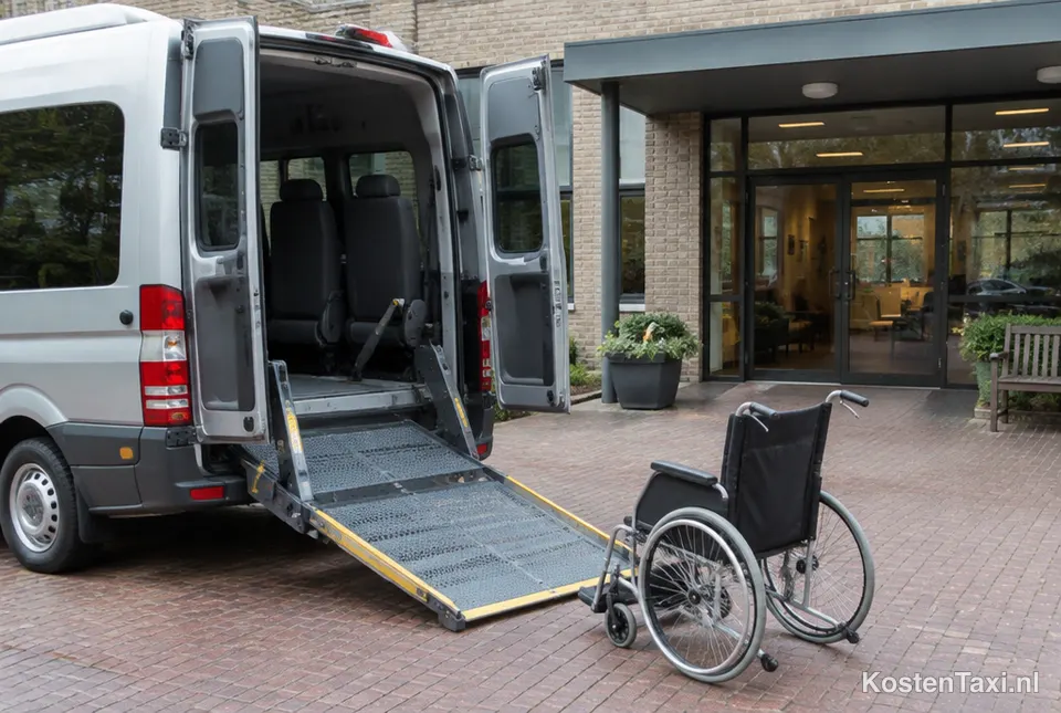 Rolstoelbus met uitgeklapte oprijplaat